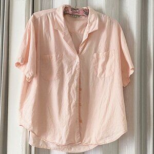 Peach Short Sleeve Women's Collared Shirt - 100% Cotton by M.T.X., size 20W